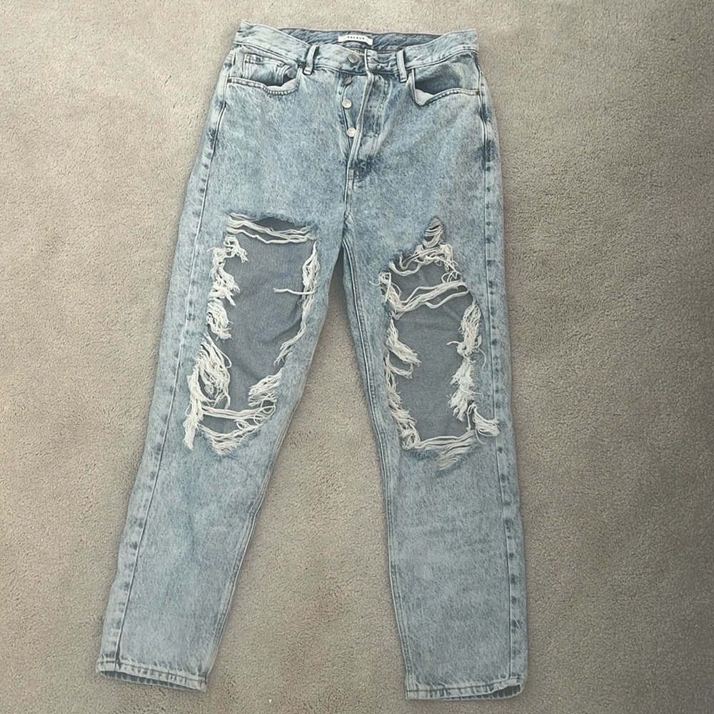 PacSun High Rise Button Fly Light Acid Washed Ripped Jeans Women's